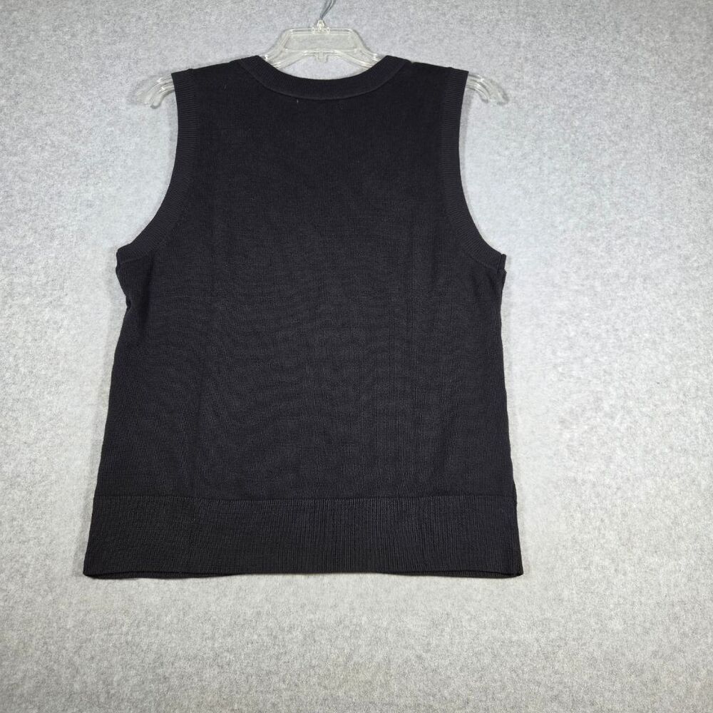 Karen Scott Womens Sweater Vest L Black Cable Knit V-Neck Pullover NWT - Picture 2 of 6